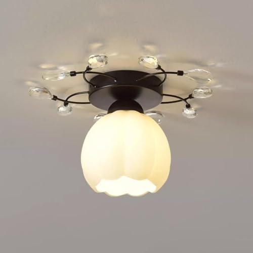 Plafonnier de couloir en verre pour une entrée style crème chaleureuse
