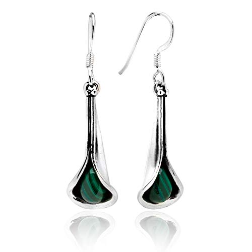 Unique boucles d'oreille gouttes pour la femme Malachite 3ct argent 925 qualité par bijoutier Cover