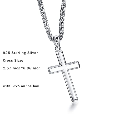 Rnivida Mens Sterling Silver Cross Pendant Necklace With 22 Inch Chain, Silver Cross Necklace For Men,Fine Jewelry For Men #TOP1