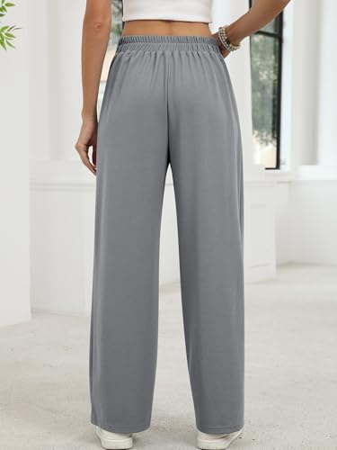 ANRABESS Womens Pants Wide Leg Waffle Knit Casual Stretchy Work Dress Pants 2026 Pull on Business Slacks Trousers Outfits X-Large Light Grey — view 5