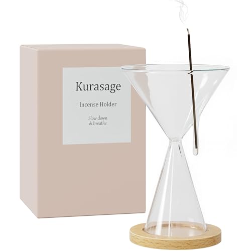 Kurasage お香立て おしゃれ 【お香、置くだけ。】おこうたて ガラス インセンスホルダー 灰がこぼれない 線香立て 北欧 お香たて 使いやすい 仏壇 書斎 瞑想 玄関先 ヨガ