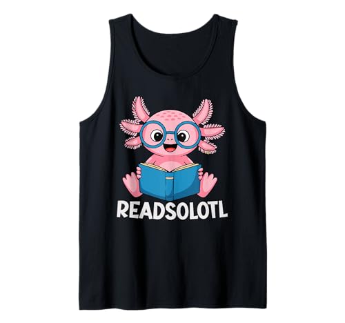 Hombre Cool Kids, libro de lectura de axolotl para niñas y niños, lectura divertida Camiseta sin Mangas