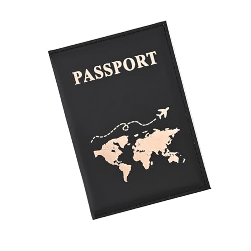 gvivej Passport Covers, Black Passport Holder, Passport Organiser, PU Leather Passport Cover, Passport Cover, Faux Leather Passport Case Holder, for Credit Cards, ID, 1 Pack-Black, 1PACK-Schwarz,