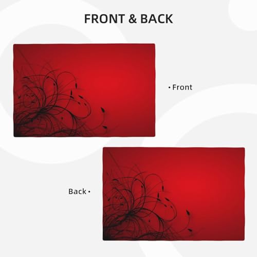 Vigginer VIGGINER-0509-RF-QZ-DP-08 Red Black Abstract Flower Placemats Set Of 4 Retro Floral Linen Washable Placemat Kitchen Dining Heat-Resistant Modern Rustic Place Mats Desktop Decor Table Mats 12X18 Inch thumb #2