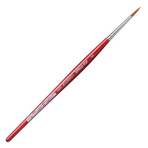 Image of da Vinci Watercolor Series 5580 CosmoTop Spin Paint Brush, Round Synthetic with Red Handle, Size 3 (5580-03)