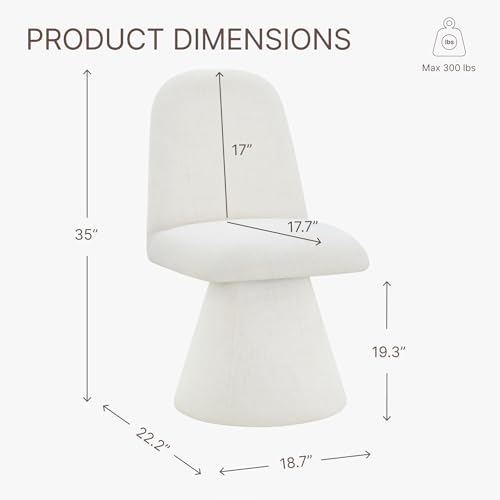 KISLOT Swivel Dining Chairs Set of 1, Modern Upholstered Dining Chair Mid Century Kitchen Chairs with Wave Shaped High Back, 360 Degree Rotating Vanity Chair for Dining Room, Bedroom, Farmhouse, Beige by KISLOT - Used condition - Image 2
