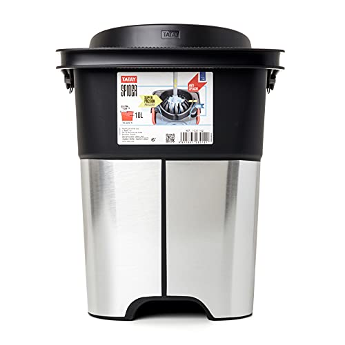 Miniatura 2 de Tatay Cubo De Fregona Spider, De Pp, Libre De Bpa, Escurridor Por Presión, Sin Salpicaduras, Fabricado En España, Color Gris Acero