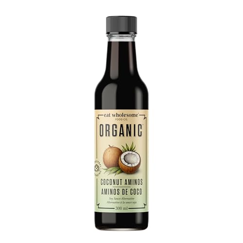 Eat Wholesome Organic Coconut Aminos Original 300 ml - Vegan Naturally Fermented Reduced Sodium - For Marinades Dipping Sauce Rice Bowls and More