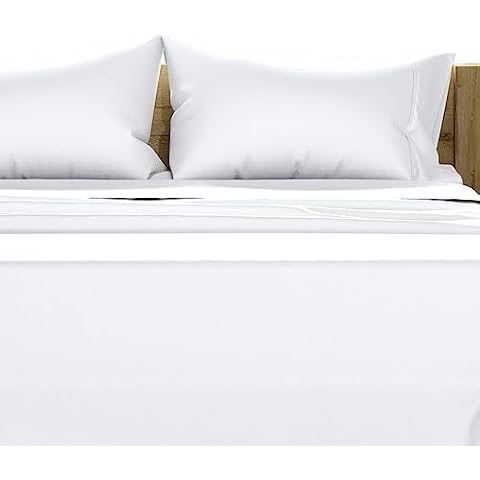 TEXAS LINEN CO. 100% Egyptian Cotton King White Sheet Set - 1000 Thread Count 4 PC Cotton Sheets for King Size Bed, Soft, Cooling Extra Long Staple Luxury Hotel Sheets - Fits Upto 18” Deep Pocket Cover
