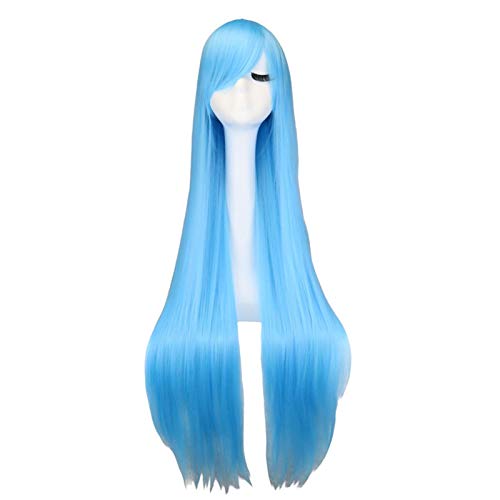 Long Straight Cosplay Wig Black Purple Black Red Pink Blue Dark Brown 100 Cm Synthetic Hair Wigs - Afbeelding 7