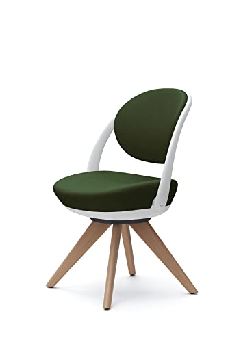 オカムラ パラベル パーソナルチェア 在宅ワーク対応 木4本脚 ホワイト ダークグリーン 8CBAYW-FKY5