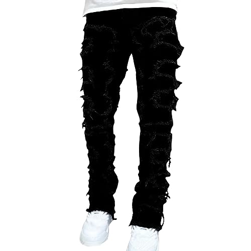 Jeans for Men Trendy Creative Tassels Decoration Straight Fit Jeans Casual Street Style Denim Pants2