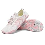 SAGUARO Badeschuhe Damen Herren Wasserschuhe Schwimmschuhe Schnelltrocken Aquaschuhe Strandschuhe Leicht Neoprenschuhe Surfschuhe rutschfeste Tauchschuhe Wassersportschuhe Rosa-Weiß,Gr.38