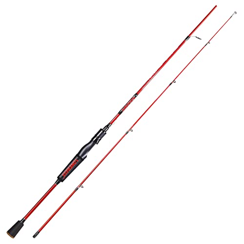 One Bass Angelruten, IM7 Graphit-Spinnrute & Gießrute, 2 Stück, starke Qualität, Köderrute mit Super-Polymer-Griff, 1,8 m drehend, Rot Cover