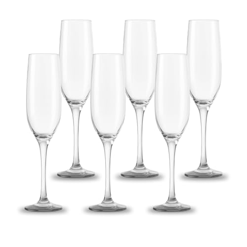 Jogo de 6 Taças de Champanhe Cristal Luxo 220ml para Brindes Casamentos e Festas Premium Elegante Durável Transparente Resistênte