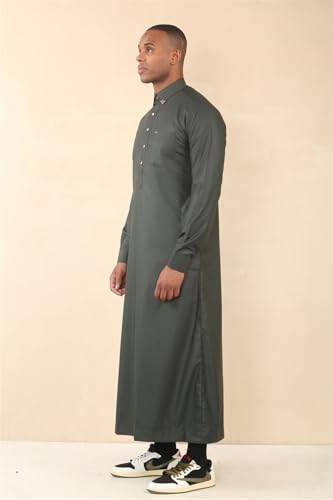 Bata islámica para hombre Thobe Jubba estilo musulmán con cuello 6