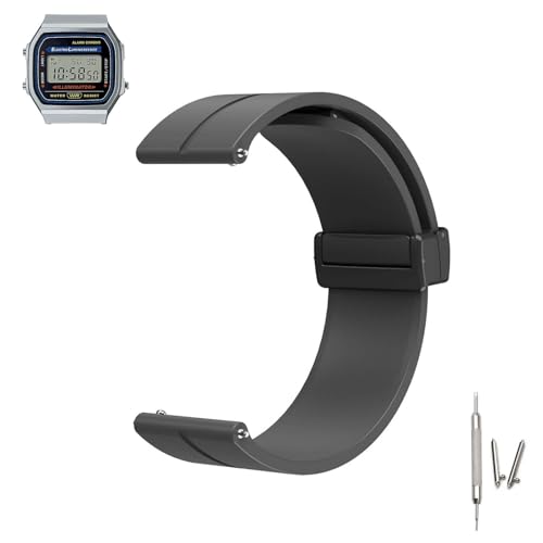 ZUREGO Pulsera deportiva para Casio F-91W/F-91WG/F-94WA/F-105W/F-106W/F-91WS, pulsera de silicona suave de repuesto con imán, compatible con Casio F-91W/F-91WG/F-94WA/F-105W/F-106W/F-91WS (N)