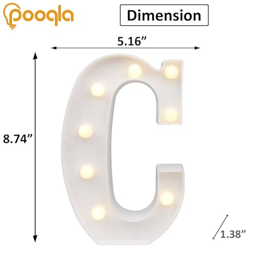Image of Pooqla LED Marquee Letter Lights Sign, Light Up Alphabet Letter for Home Party Wedding Decoration C