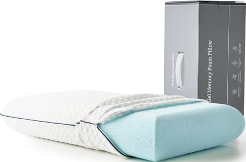 Image of Weekender Cooling Gel Memory Foam Pillow for Sleeping - Standard Size, Ventilated Cooling Pillow for Side & Back Sleepers, Neck & Shoulder Support, Medium Firm, Washable Cover