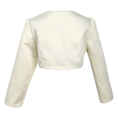 Kids Girls Long Sleeve Bolero Shrug Jacket Cardigan for Formal Dress Wedding Party Flower Sweater Dress Cover Up Beige 9-12 Months2