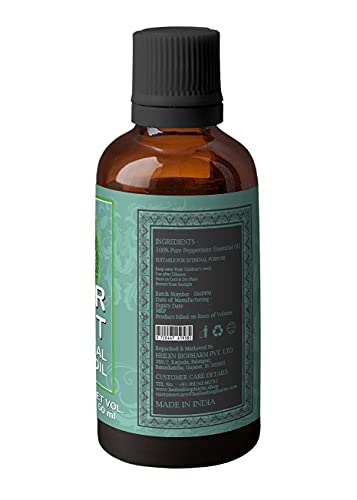 Image of Heilen Biopharm Food Grade Edible Peppermint Essential Oil - 50 mL Bottle Pack of 1, For Skin & Hair Care, Insect Repellent, Aromatheraphy (Mentha Piperita)