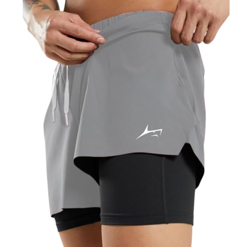 Image of PROSHARX 2 in 1 Active Dual Shorts with Inner Tights Layer | Men's Double Layer Short for Running, Gym & Sports