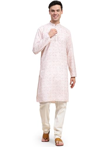 Tunique chemise Kurta pyjama homme orange XL vêtement traditionnel indien SKAVIJ