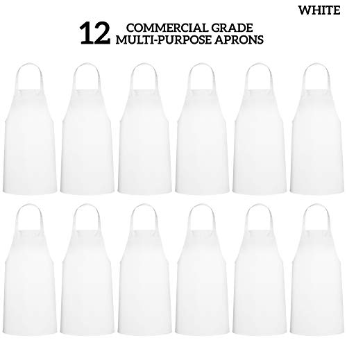 Image of GREEN LIFESTYLE 12 Pack Bib Apron - Unisex White Aprons, Machine Washable Aprons for Men and Women, Kitchen Cooking BBQ Aprons Bulk (Pack of 12, No Pockets, White)