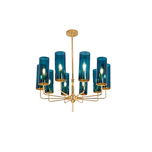 Plafonnier nordique en verre bleu et doré pour salon moderne et élégant