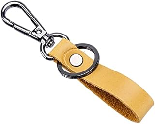 Egurs Llavero de piel para coche con anillas, unisex, color amarillo
