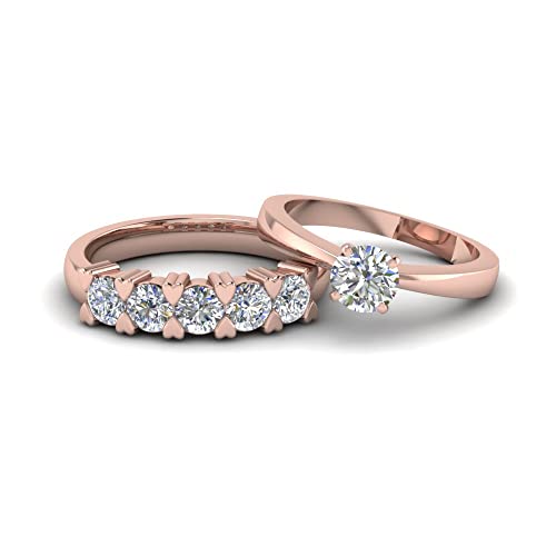 Bague solitaire ronde et gemme de naissance sur anneaux plaqué or rose