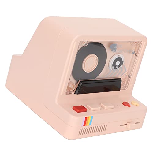 Altavoz bluetooth retro Qudinip rosa con reproductor de casete y sonido estéreo
