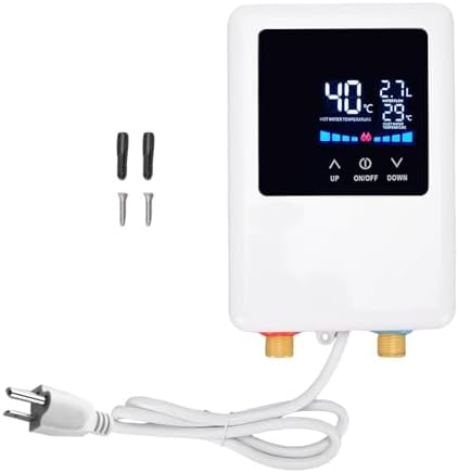 Tankless Water Heater Electric 110V, 3000W Instant Hot Water Heater Under Sink with Brass Inlet Outlet for Bathroom Kitchen RV Use