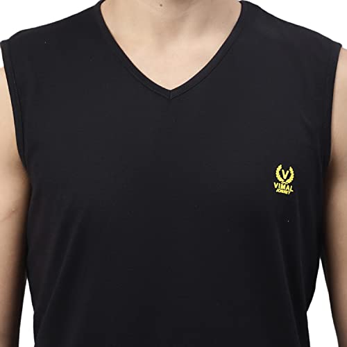 Image of Mack Jonney Regular Fit Cotton Solid Gym Vest for Men-V SL ANTHRA 01-P