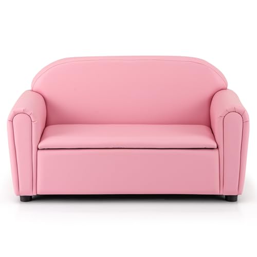 Costzon Kids Couch 2-in-1 Sofa with Storage, Pink