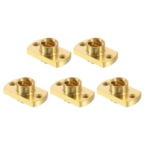 uxcell 5Pcs Tr8x8 Lead Screw Brass Nut, Trapezoidal Nut Linear Screw Acme Thread Screw Replacing Brass Nut (2mm Pitch, 4 Start, 8mm Lead) for 3D Printer Accessories