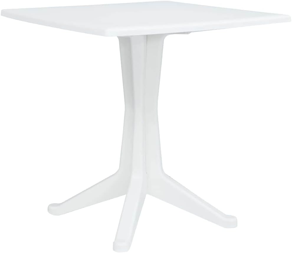 Garden Coffee Table White Plastic Matte Finish 27.56 x 27.56 x 28.23 in Patio Furniture Outdoor Table Patio Coffee Table Outdoor Side Table for Patio Use