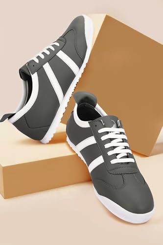 Image of baron scott Men's Casual Flat Sneakers | Faux Leather Lace-Up Shoes for Men | Lightweight TPR Sole with EVA Foam Insole | Comfortable Sneakers for Walking, Travel, Office & Casual Use