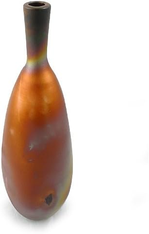 American Made Pottery Copper Patina Tall Bottle Vase, 17-Inch