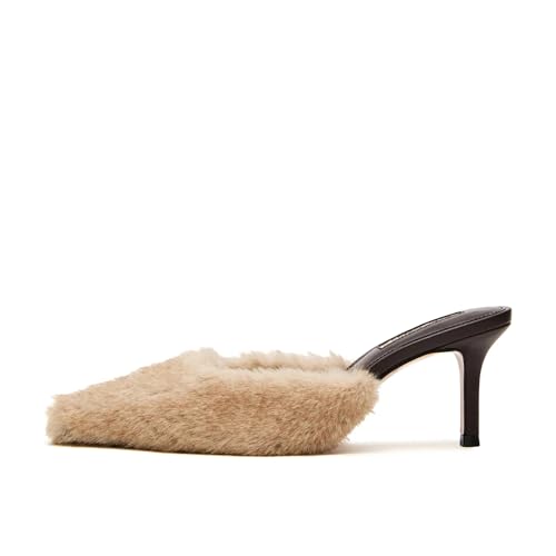 Image of DOEYG Women Pointed Toe Bow Heels Mules Slip on Stiletto Heels Sandals Dress Party Wedding Studded Heels Pumps