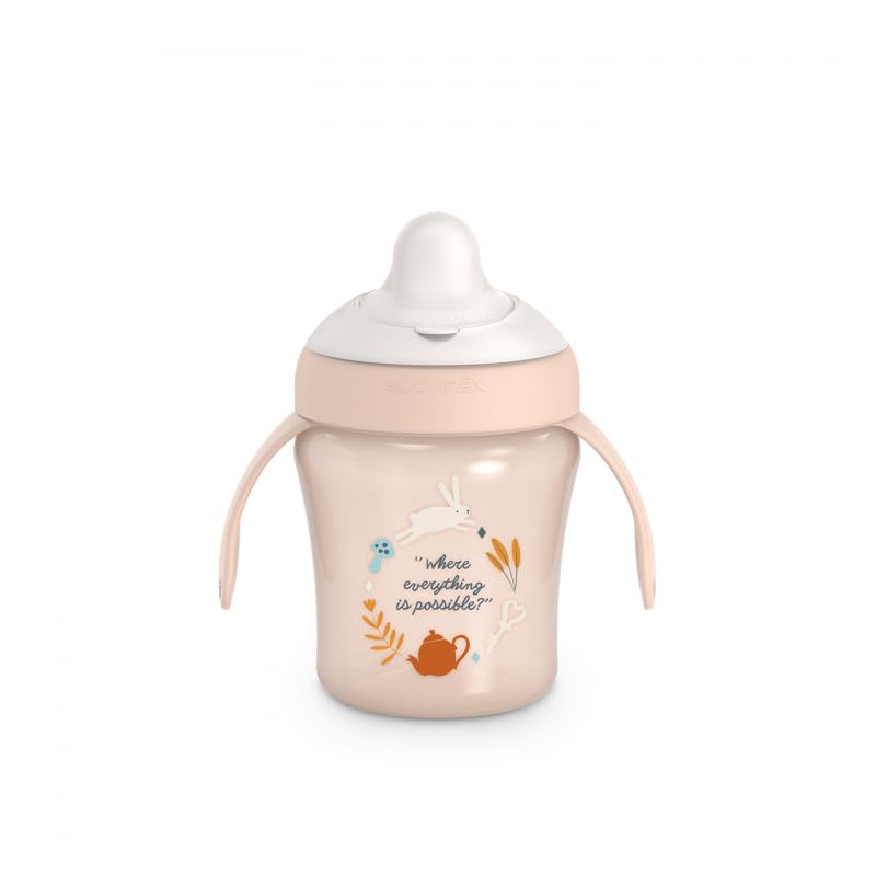Suavinex, Tazza di apprendimento con beccuccio rigido. Bicchiere da bambino anti perdite con coperchio pieghevole e manici. Lavabile in lavastoviglie. Trainer Cup 200 ml. Bicchiere Bambino e Infatti+6