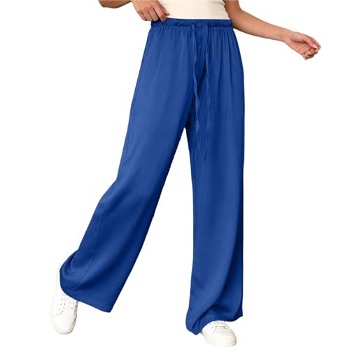 Pantalones de satén ligeros para mujer, el estilo palazzo ideal para tus tardes de verano