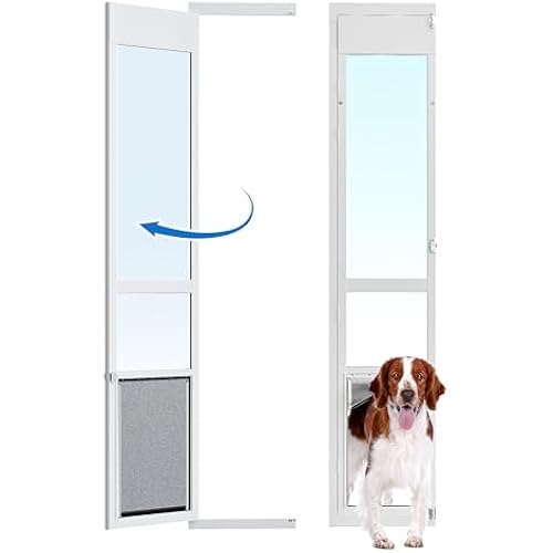 XLarge Dog Door for Sliding Glass Doors, 91 7/16" to 96" Tall, 12.8" Wide, Aluminum Frame, Magnetic Seal, Perfect for X-Large Pets Up to 220 lbs