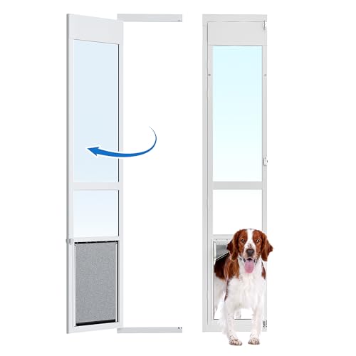 XLarge Dog Door for Sliding Glass Doors, 91 7/16" to 96" Tall, 12.8" Wide, Aluminum Frame, Magnetic Seal, Perfect for X-Large Pets Up to 220 lbs by Eillion - Used condition - US$269.99