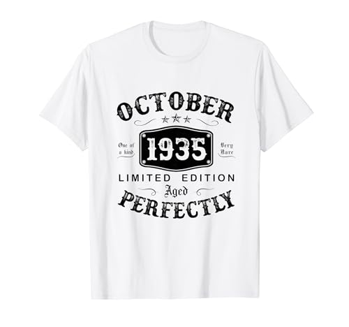 Vintage Regalo 89 Años Cumpleaños Hombre Octubre 1935 Camiseta