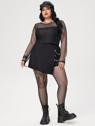 CIDER High Waist Solid Skort with Chain Curve & Plus3