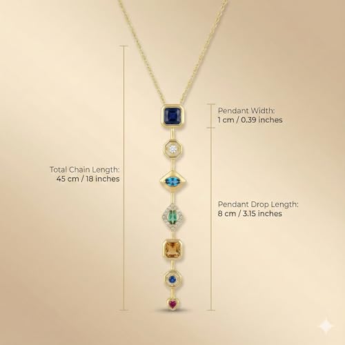 Image of Anti Tarnish Pendant Necklace for Women | 7 Stone Multi-Color Elegant Multiple Stone Chain for Women | Luxury Gold Plated Locket