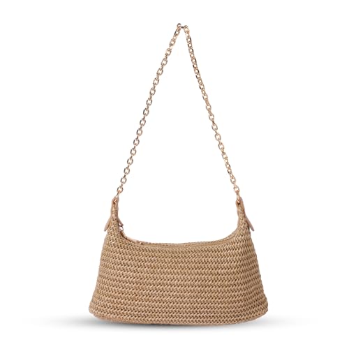 Women's Straw Woven Beach Bag Summer Vacation Shoulder Purse