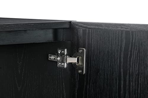 Armen Living Holland Modern 4 Door Sideboard Buffet Cabinet, Black Brushed Oak Wood #TOP7