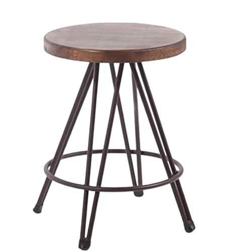Addecor Taburete de Madera de Color Negro | 45 x 35 x 35 cm | Modelo Bristol Little | Taburete de Cocina con Hierro y Madera | Taburete Bajo con Estilo Industrial Vintage